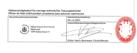 Danish International Marriage Certificate