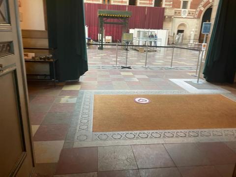 Follow the hearts on the floor
