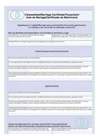 Danish International marriage certificate
