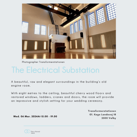 Get married in the Copenhagen Suburb of Valby in the renovated sub station