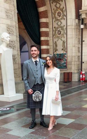 International couple marrying in Copenhagen City Hall