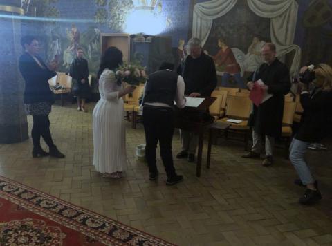 You sign the registrar and then you are married