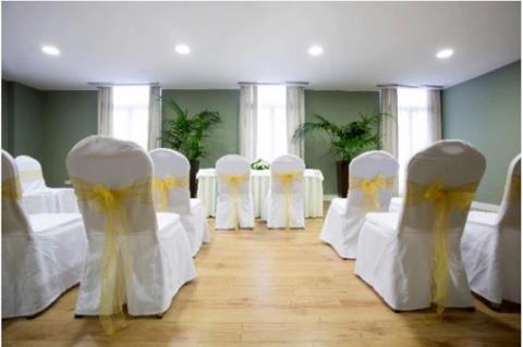 ceremony room in rock hotel which has a stunning balcony