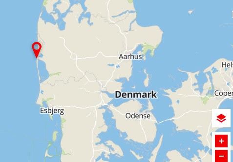 the red pin marks sondervig beach a favourite danish summer destination