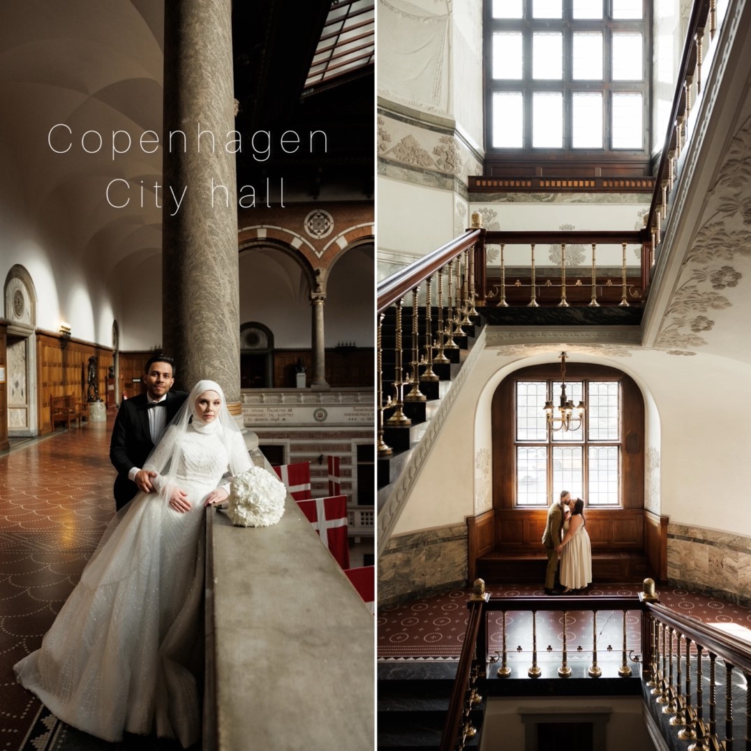 copenhagen city hall wedding photo